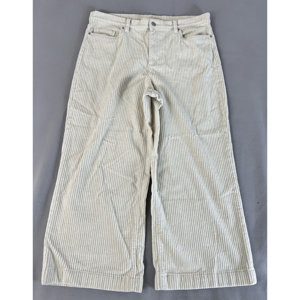 Lands End Womens Corduroy Wide Crop Leg Sz 16 Cream